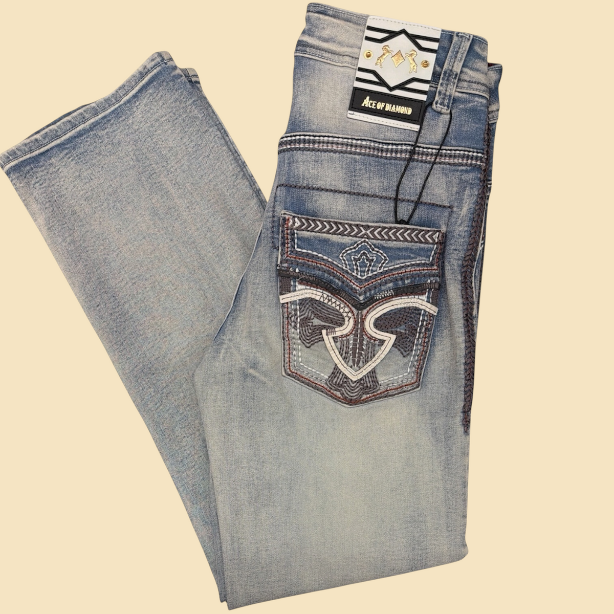 Ace of DIAMOND Embroidered Denim Jeans