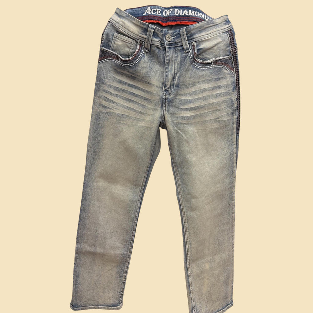 Ace of DIAMOND Embroidered Denim Jeans