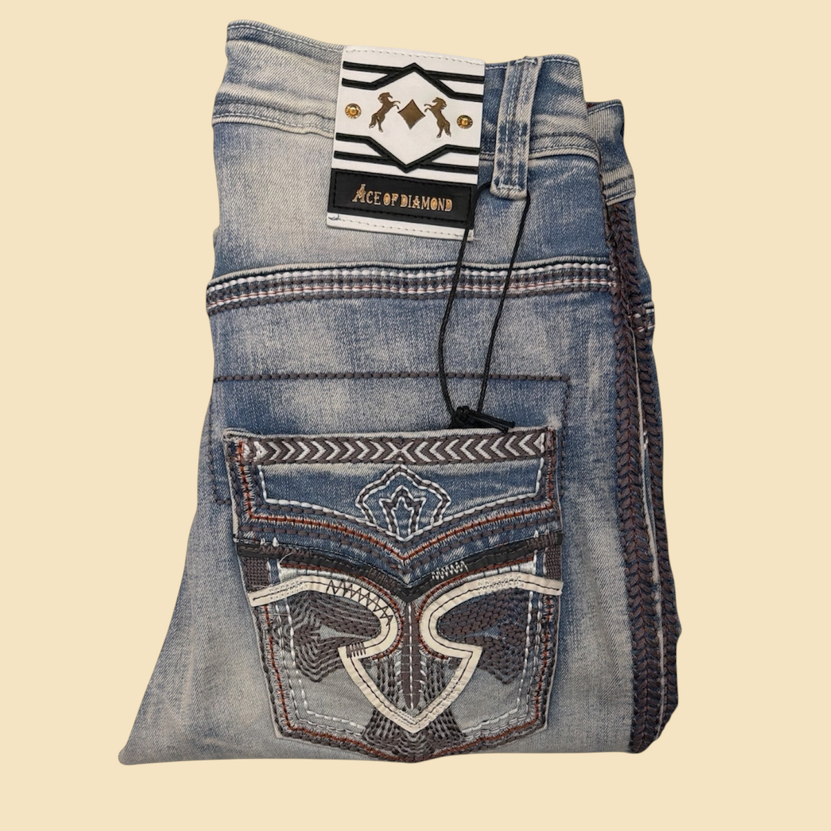 Ace of DIAMOND Embroidered Denim Jeans