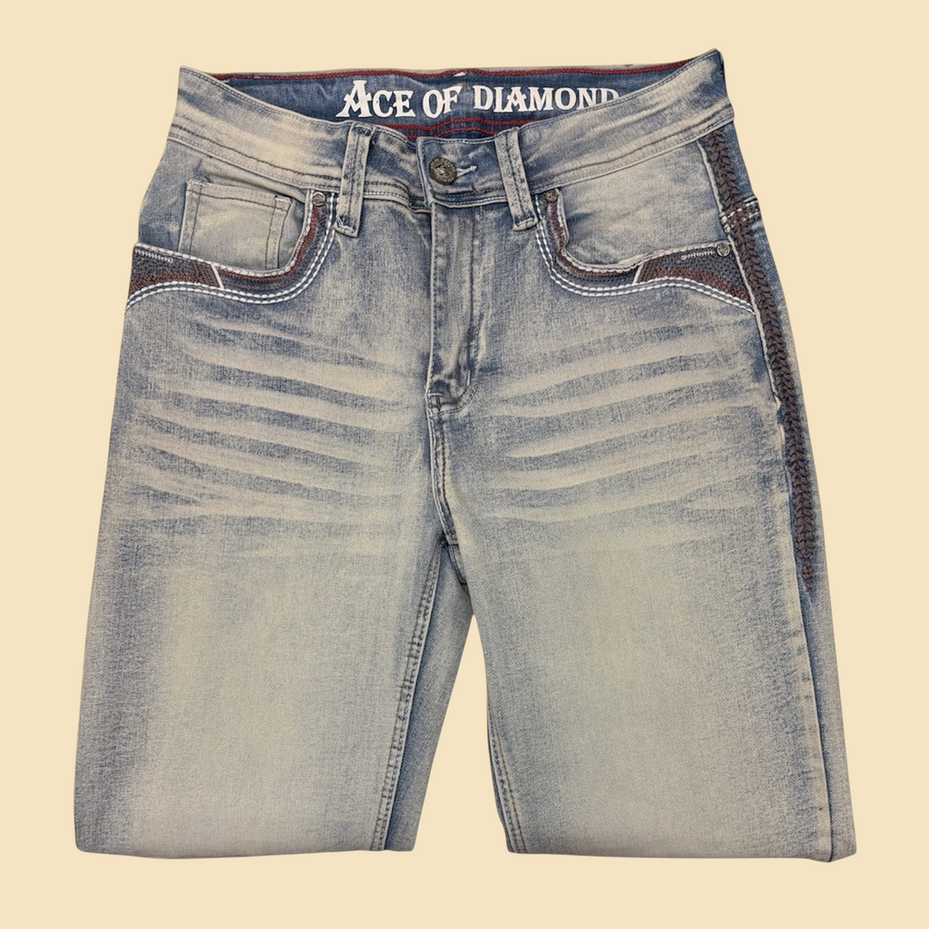 Ace of DIAMOND Embroidered Denim Jeans
