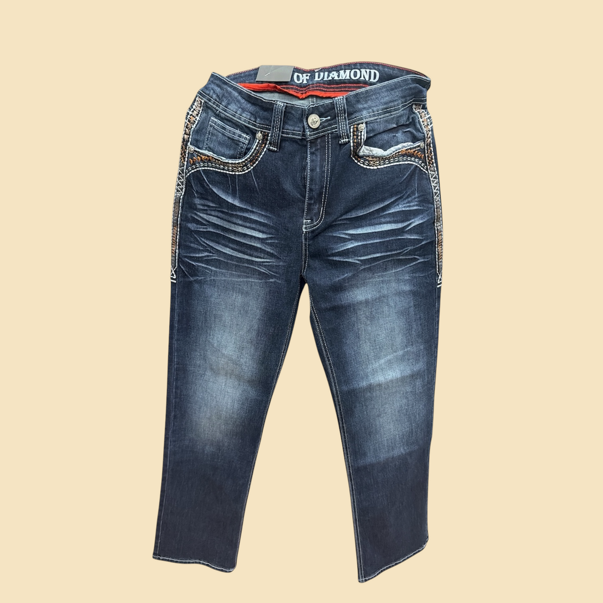 Ace of Diamond Embroidered Denim Jeans