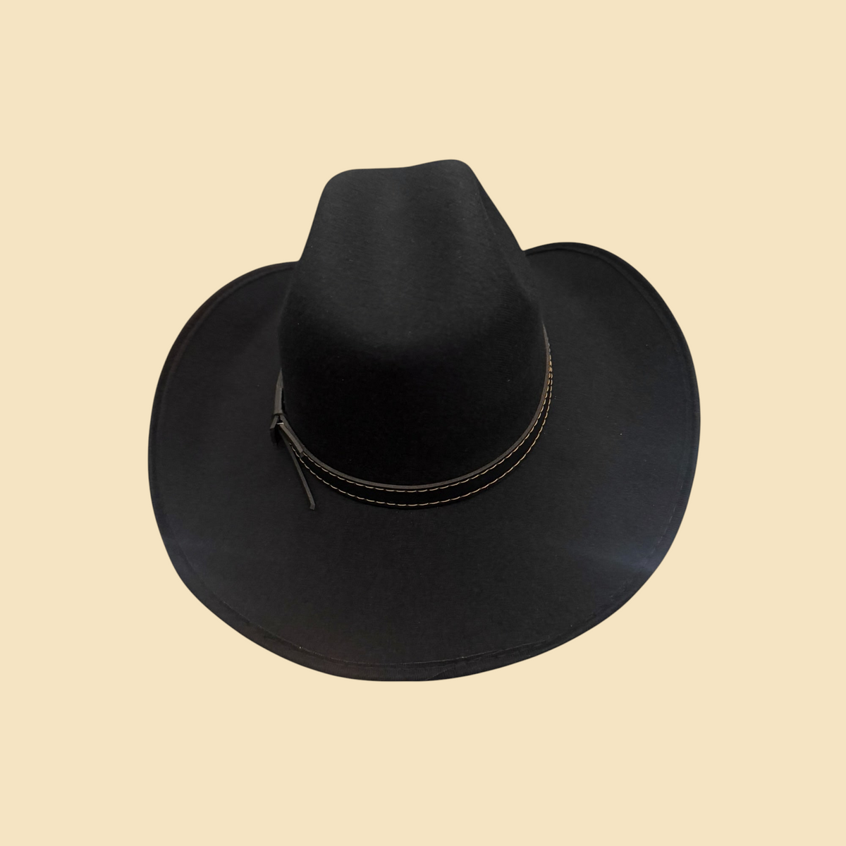 Lopez Fashion black felt cowboy hat with a wide brim and a decorative band featuring metallic accents.